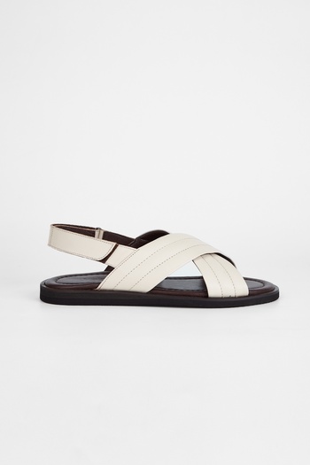 Valmenti Sandals Factory Zeno Men's Off-White Genuine Leather Sandals