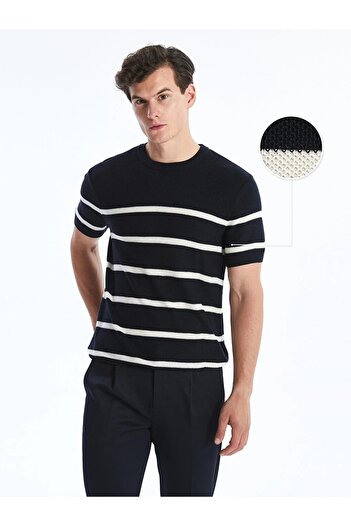 LC Waikiki LCWAIKIKI Classic Striped Men's Knitwear Sweater - Crew Neck, Short Sleeve