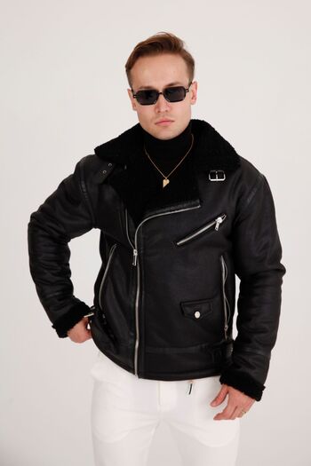 Gavazzi Black Napa Leather Coat - Thick Lined and Fur Detailed