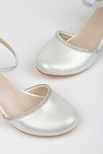 Sare Çocuk Giyim Orthopedic Girl's Heeled Princess - Silver Pearlescent Closed Shoes