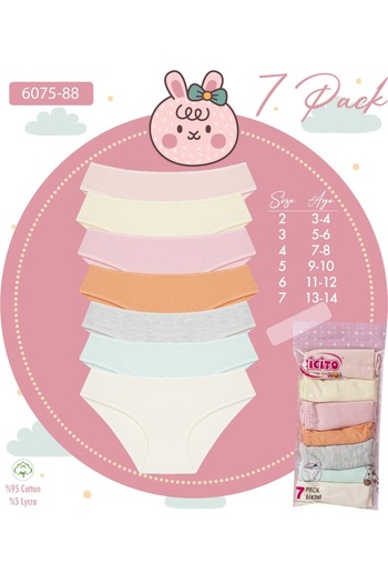Cicito Chiloți bikini de bază din bumbac pentru fete, pachet de 7 6075