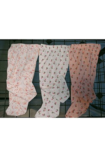 Terry Newborn Patterned Pajamas with Booties - Set of 3