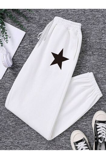 Mythologie Φούτερ Star Jogger - Λευκό εμπριμέ λαστιχένιο πόδι με ψηλή μέση