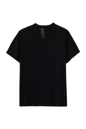 Nors Black Regular V-Neck T-Shirt