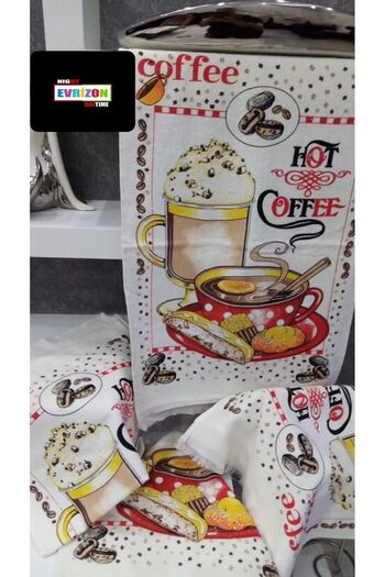 EVRİZON 40*60 Printed Cup Themed Towel 2 Pieces