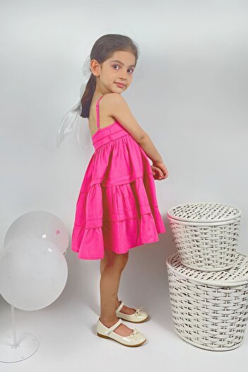 MatisseKids Mila Askılı Pembe Elbise