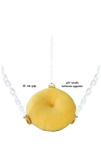 Kuşarkadaşım Cockatiel Round Bagel Swing Double Sided Swing Toy Yellow White