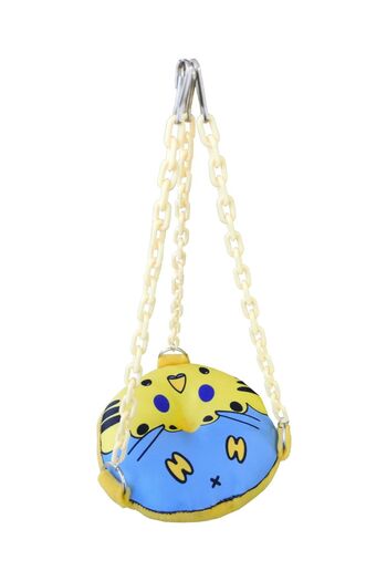 Kuşarkadaşım Budgie Round Bagel Swing Double Sided Swing Toy Yellow Blue