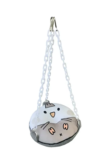 Kuşarkadaşım Double Sided Round Bagel Swing - Cockatiel White Gray Speckle Toy
