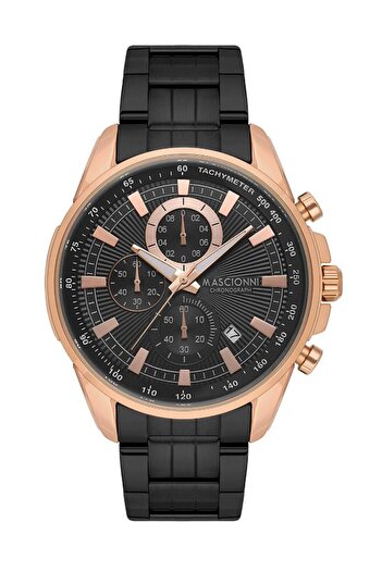 mascionni Men's Black Chronograph Wristwatch - M.1.2190.05 Functions Active