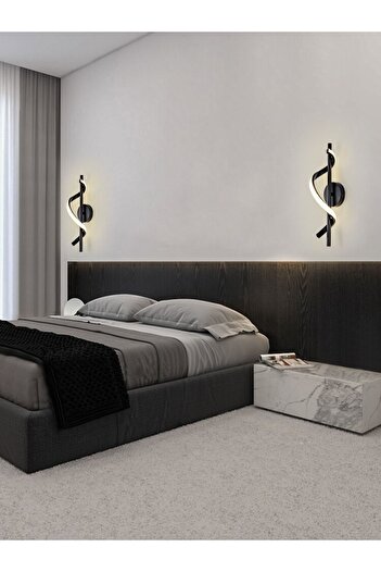 ABAJUR EVİM Buse 2adet Siyah Ledli Aplik