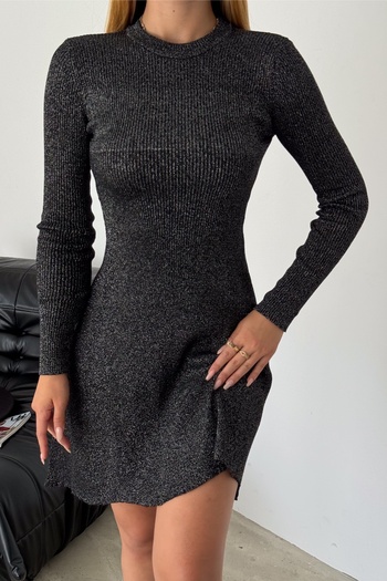FEMELLE Anthracite Colored Glittery Women's Knitwear Dress - Standard Size