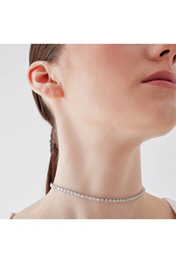 Merano Design 4mm Lila Rhodium Su Yolu Choker