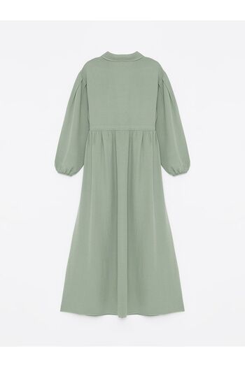 LC Waikiki LCW Linen Blend Shirt Collar Long Sleeve Women's Dress