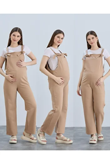LİYACA Combed Cotton Maternity Gardener Jumpsuit