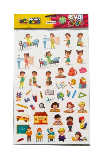 Modellino Nova Color Eva Sticker - Nature, Traffic, Science, Space, Letters and Numbers Themed Sports Training Atatürk Houses