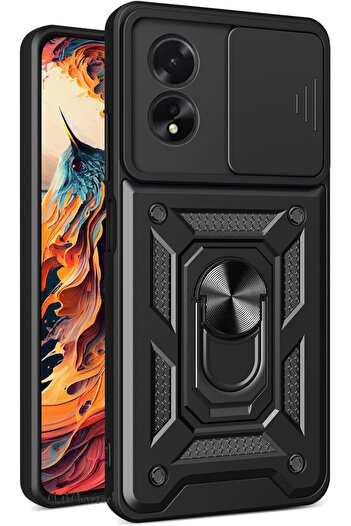 m.tk moveteck Oppo A38 Case with Camera Protection Sliding Ring Armor Military Tank Skid Armor Cover