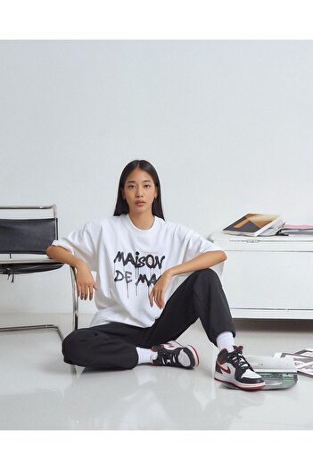 Mythologie Maison Design - White T-shirt and Black Sweatpants - Jogger T-shirt Oversize Crew Neck Set