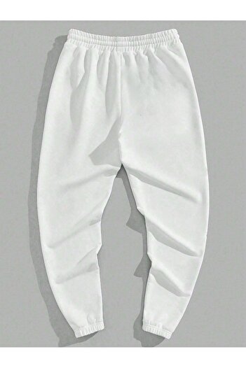 Mythologie Shark Sweatpants Jogger - White Printed Elastic Leg High Waist