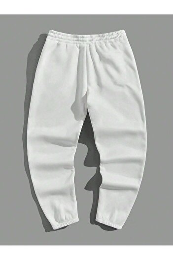 Mythologie 1980 Λος Άντζελες Φούτερ Παντελόνι Jogger - Λευκό εμπριμέ ελαστικό πόδι με ψηλή μέση