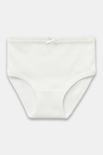 natuline Girl's White Organic Cotton Ribbed Camisole Panties 3-Piece