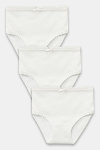 natuline Girl's White Organic Cotton Ribbed Camisole Panties 3-Piece