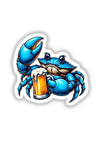 MegaSticker Autocolant Crab Albastru 14x12 Cm - Mașină, Motocicletă, Cască, Laptop, Geam