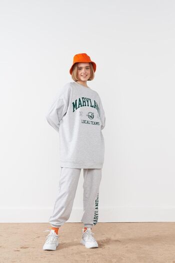 Basicpark Maryland Pamuklu Oversize Gri Alt Üst Takım