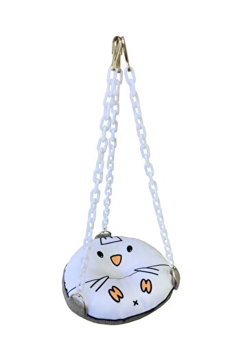 Kuşarkadaşım Round Bagel Swing - Double Sided Cockatiel White Toy