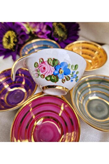 BY.RAYKA PORSELEN El Dekor Colorful Turkish Delight Bowl Set of 6