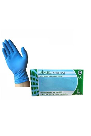 Bimel Nitrile Examination Gloves Medical Gloves Powder-Free Blue 100 Pcs Size L