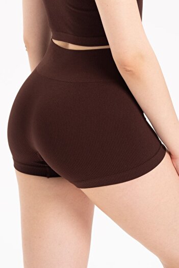 Formeasy High Waist Ribbed Stretchy Sports Short Shorts - Seamless 9017