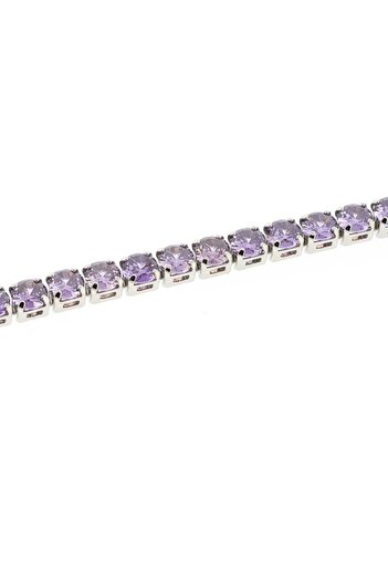 Merano Design 4mm Lila Rhodium Su Yolu Choker