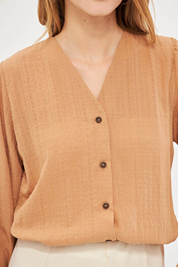 armonika minK Colored Women's Shirt - Elastic Sleeve and Wrap DesiGn ARM-24K 001002