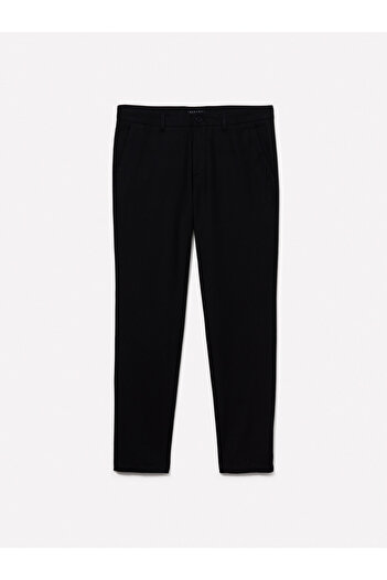 Sisley Men's High Waist Black Cotton Trousers - Relaxed Fit