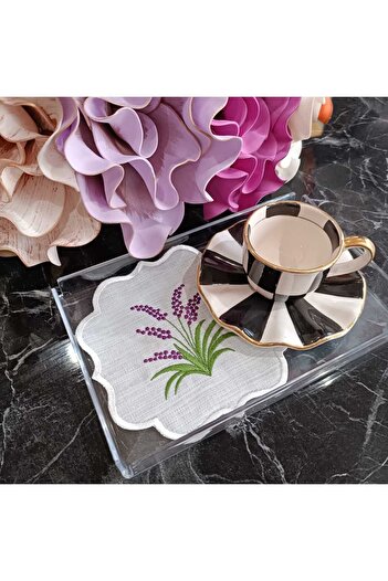 LASETU lavender patterned cocktail napkin, coffee side napkin 6 pieces