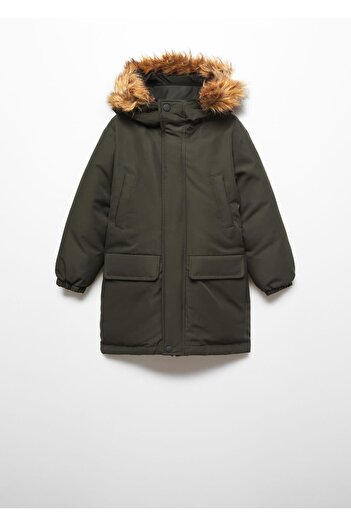 MANGO Kids Oversize ψεύτικη γούνα με κουκούλα Anorak