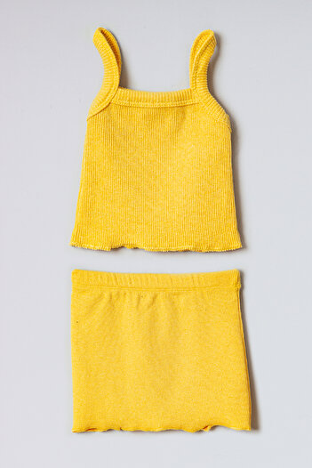 ADABEBEK Corded Baby Crop Skirt and Rope Hanging Top Set