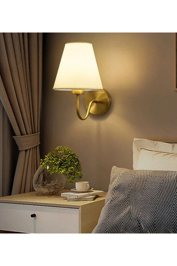 burenze Modern Tasarım Kablosuz Tak Çalıştır Pilli Aplik Krem Abajur Gold Sarı