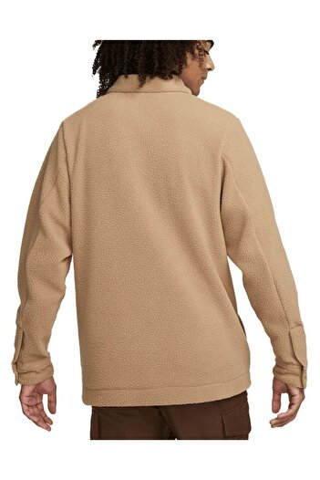 Nike Nike Beige Sport Utility Sherpa - Women's and Men's Lined Full-Length Button Jacket