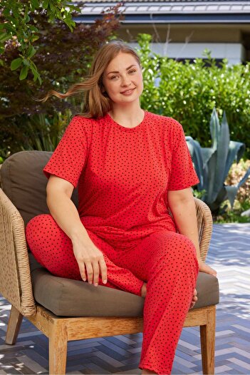 PİJAMOOD Battal Size Cotton Short Sleeve Pajamas Set