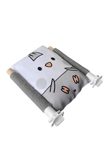 Kuşarkadaşım Bird Bed Soft Resting Pillow Double Sided Sleeping Perch White Gray Cockatiel Bed Perch