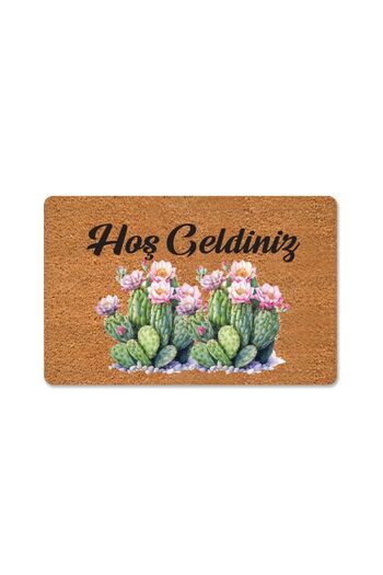 M&H Quality Coco Look Colorful Cactuses Themed - Washable Mat and Moisturizing Decorative Door