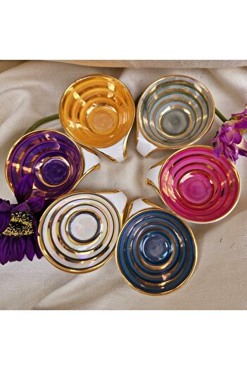 BY.RAYKA PORSELEN El Dekor Colorful Turkish Delight Bowl Set of 6