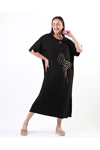 Esina Φόρεμα Viscose Oversize με Λεπτομέρεια από πέτρα