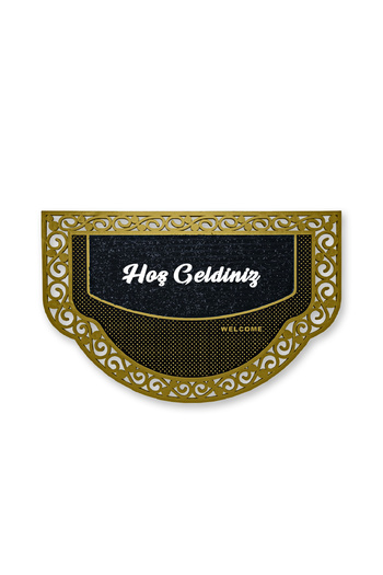 M&H Quality Black Decorative Door Mat - Welcome Written, Washable Dust Catcher