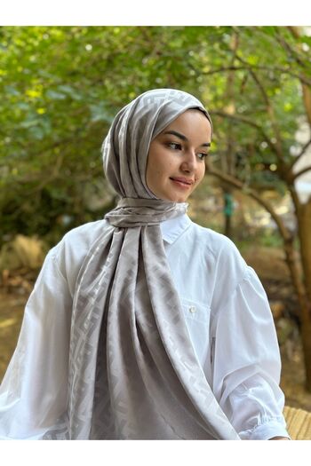 shalby Hijab Silky Cotton Jacquard Shawl Silver