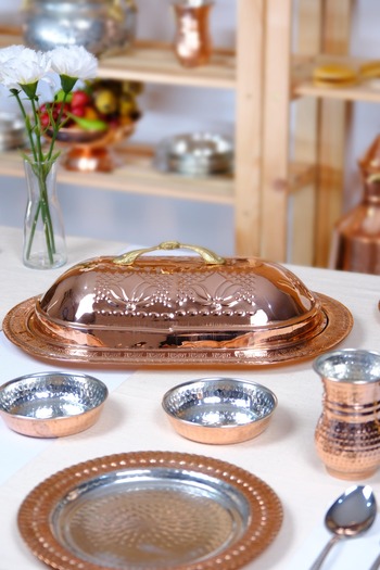 GÜR BAKIR Copper Kebab Presentation Plate 40 Cm