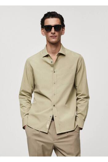 MANGO Man Poplin Pocket Shirt