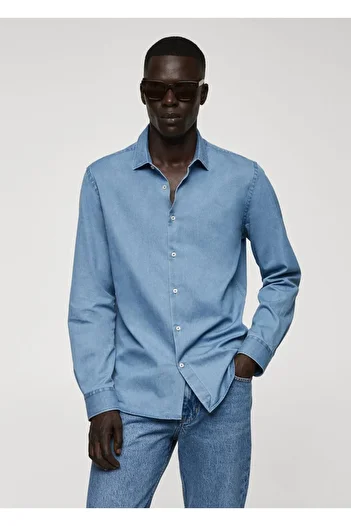 MANGO Man Regular Fit Chambray Cotton Shirt